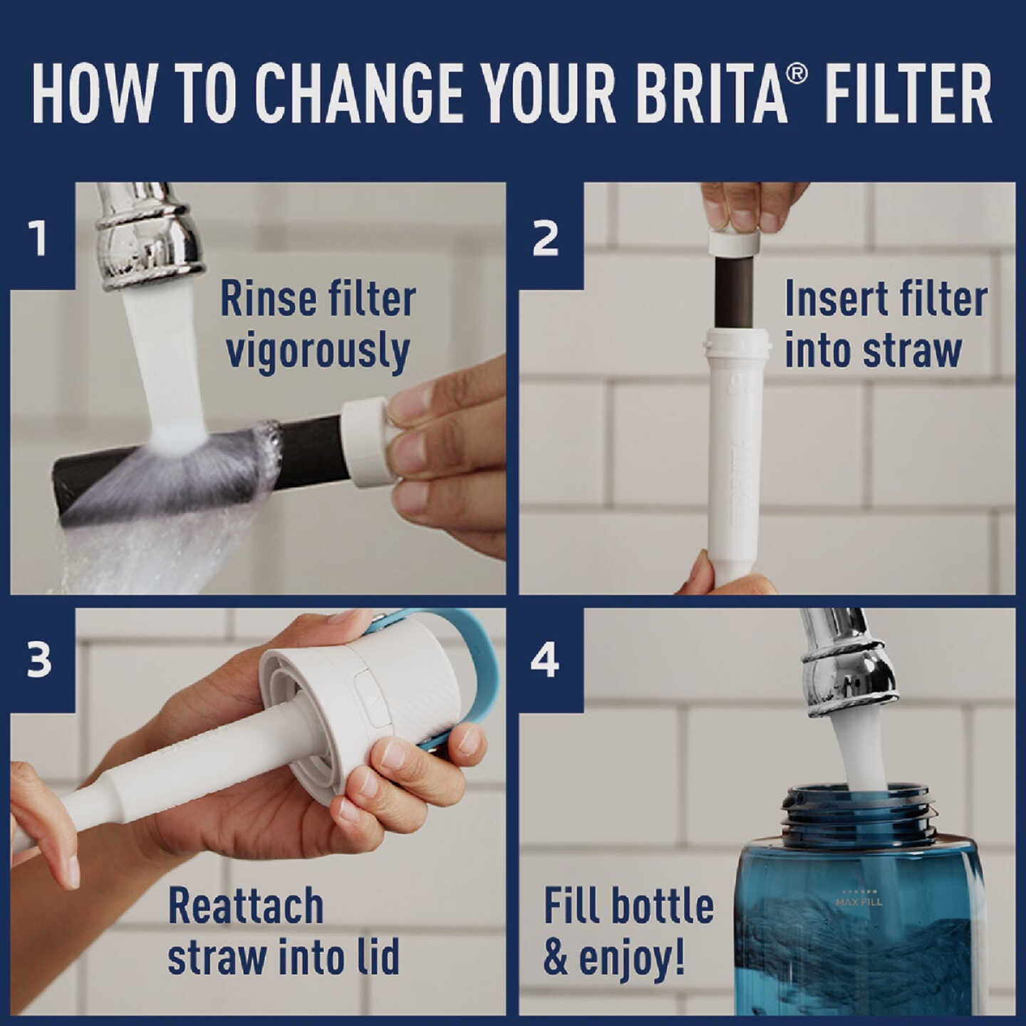 Brita Denali 6 -Cup Small Water Filter Pitcher in Black, BPA Free