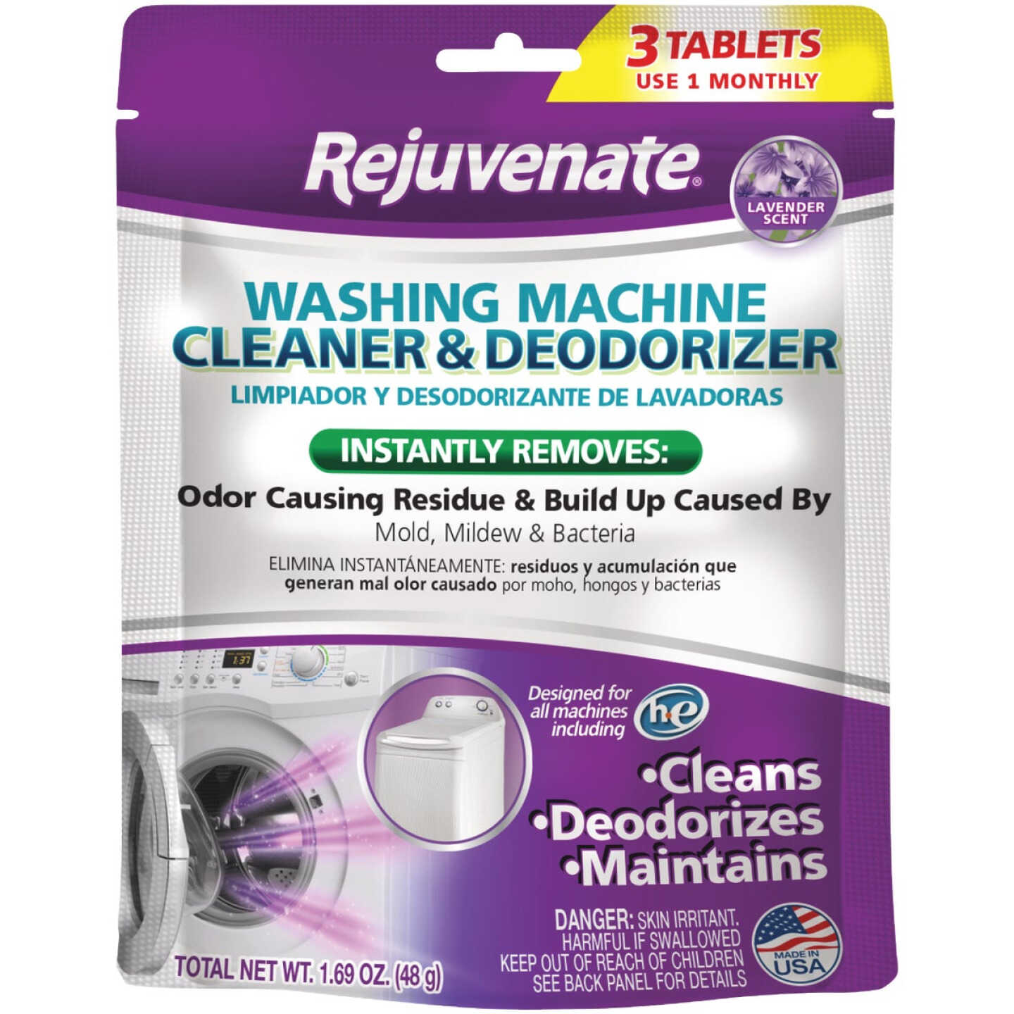 Rejuvenate Lavender Washing Machine Cleaning and Deodorizer Tablet