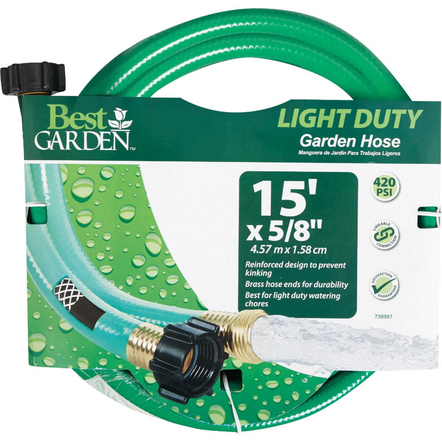 Best Garden 5/8 In. Dia. x 15 Ft. L. Leader Hose with Male